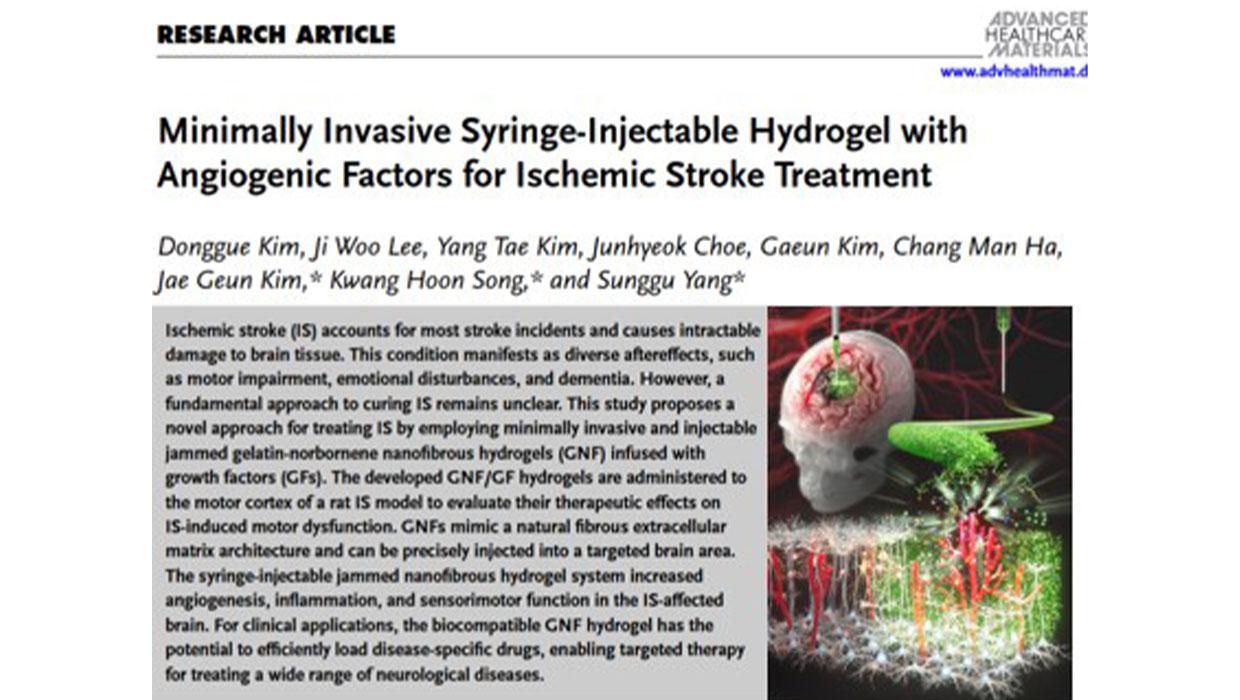 Incheon National University s research team studies  Advanced Injection Hydrogel-Based Stroke Treatm 대표이미지